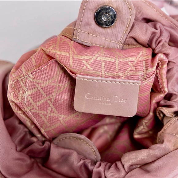 CHRISTIAN DIOR Maris Pearl Hand Bag Nylon Pink preloved - Picture 6 of 10